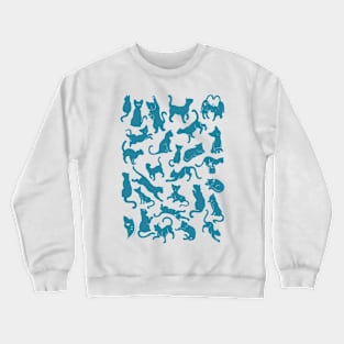 Blue Cat Pattern Crewneck Sweatshirt